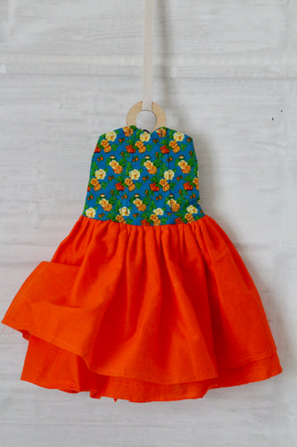 Crushed Gathered Seville Orange Dress